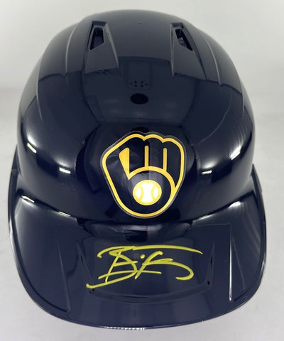 Brewers BRICE TURANG Signed Full Size Milwaukee Rawlings BLUE Helmet AUTO - FAN