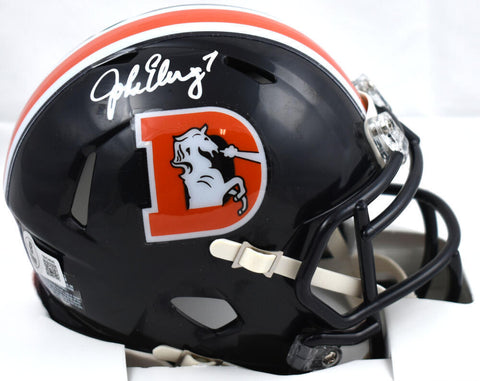John Elway Signed Denver Broncos Color Rush Speed Mini Helmet- Beckett W Holo