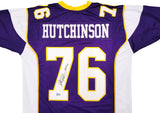 VIKINGS STEVE HUTCHINSON AUTOGRAPHED PURPLE JERSEY "HOF 20" BECKETT QR 201206