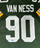 Packers Def Lineman LUKAS VAN NESS Signed Custom Replica Green Jersey AUTO - BAS