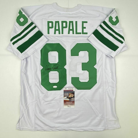 Autographed/Signed VINCE PAPALE Philadelphia White Football Jersey JSA COA Auto