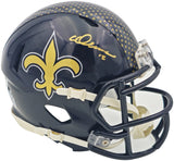 Chris Olave Signed Saints Black 2022 Alternate Speed Mini Helmet Beckett Wit