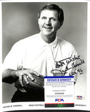 Jackie Sherrill CFB HOF Signed/Inscr 8x10 Photo Mississippi State PSA/DNA 185102