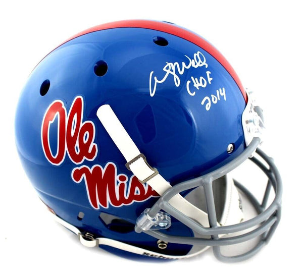 Wesley Walls Signed Ole Miss Rebels Schutt Powder Blue Helmet W/ CHOF 2014