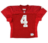 Brett Favre Signed Green Bay Packers Practice Worn Red Starter Jersey - 4 Insc