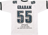 EAGLES BRANDON GRAHAM AUTOGRAPHED WHITE SUPER BOWL STATS JERSEY BECKETT 239892
