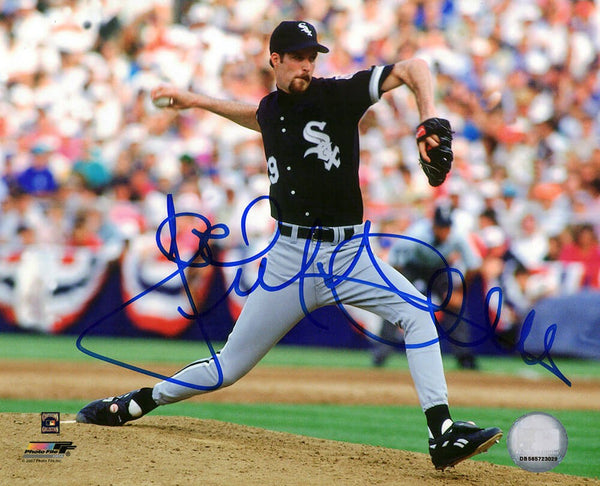 Jack McDowell Signed White Sox Black Jersey Pitching Action 8x10 Photo -(SS COA)