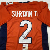 Autographed/Signed Patrick Surtain II Denver Orange Football Jersey JSA COA