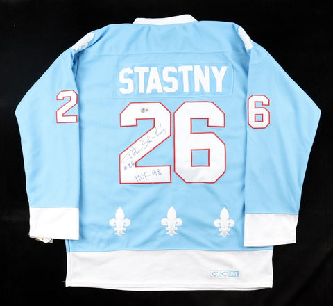 Peter Stastny 2xSigned Quebec Nordiques CCM Replica Jersey "HOF 1998" / Beckett