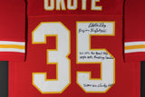 CHRISTIAN OKOYE INSCRIBED (Chiefs red TOWER) Signed Autograph Framed Jersey JSA