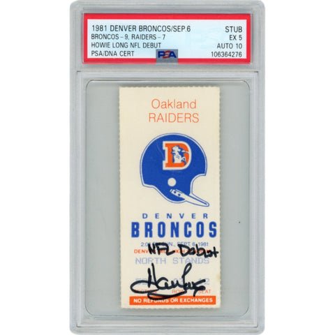 Howie Long Autographed Oakland Raiders NFL Debut PSA 5 Ticket Slab PSA 49675