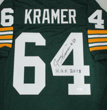 Packers Hall of Famer JERRY KRAMER Signed Custom Replica Jersey AUTO w/ HOF JSA