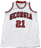 DOMINIQUE WILKINS SIGNED GEORGIA BULLDOGS #21 WHITE BASKETBALL JERSEY BECKETT
