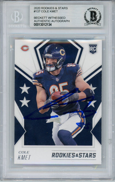 Cole Kmet Autographed 2020 Rookies & Stars #137 Rookie Card BAS Slab 33069