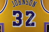 Magic Johnson Autographed Pro Style Gold Signed Basketball Framed Jersey Beckett