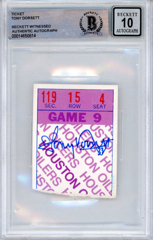 Tony Dorsett Autographed 11/22/1979 vs Oilers Ticket Stub Beckett Slab 39196