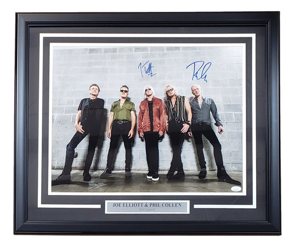 Joe Elliott Phil Collen Signed Framed 16x20 Def Leppard Photo JSA ITP
