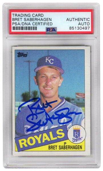 Bret Saberhagen Signed Royals 1985 Topps RC Trading Card #23 - (PSA Slabbed)