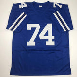 Autographed/Signed Bob Lilly Dallas Retro Blue Football Jersey Tristar COA Holo
