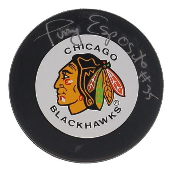 Tony Esposito Signed Chicago Blackhawks Logo Puck (Beckett) 6xAll Star Goalie