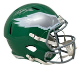 Saquon Barkley Signed In Silver Eagles FS Kelly Green Replica Speed Helmet PSA