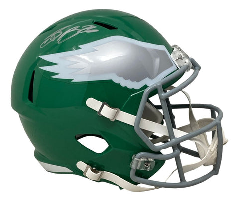 Saquon Barkley Signed In Silver Eagles FS Kelly Green Replica Speed Helmet PSA