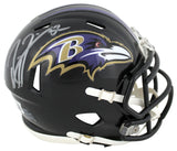 Ravens Ray Lewis Signed Speed Mini Helmet w/ Silver Sig W/ Case BAS Witnessed