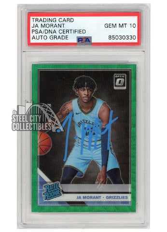Ja Morant 2019-20 Optic Fanatics Green Wave Auto RC #168 PSA/DNA 10 Light Blue