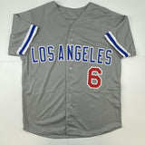 Autographed/Signed Steve Garvey Los Angeles LA Grey Jersey Beckett BAS COA