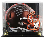 Browns Ozzie Newsome "Career Stat" Signed Flash F/S Speed Rep Helmet W/ Case BAS