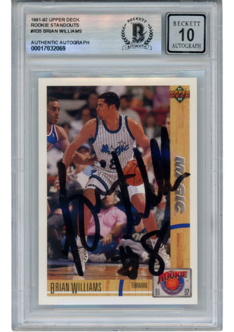 Brian Williams Autographed 91-92 Upper Deck #R35 Slab Trading Card Beckett 52708