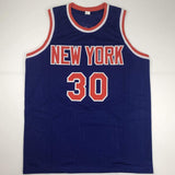 Autographed/Signed Bernard King New York Blue Jersey Beckett BAS COA