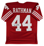 Tom Rathman Authentic Signed Red Pro Style Jersey Autographed BAS Witnessed