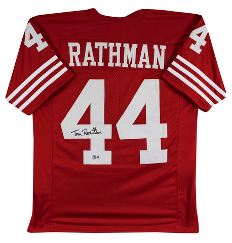 Tom Rathman Authentic Signed Red Pro Style Jersey Autographed BAS Witnessed