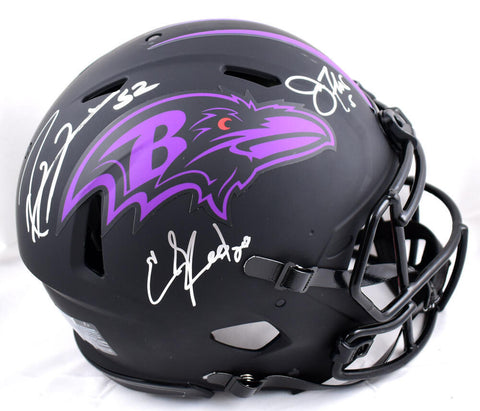 Flacco Reed Lewis Signed Ravens F/S Eclipse Speed Authentic Helmet-BeckettW Holo