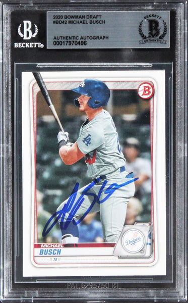 Dodgers Michael Busch Authentic Signed 2020 Bowman Draft #BD42 Card BAS Slabbed