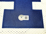 DALLAS COWBOYS DARRYL JOHNSTON AUTOGRAPHED WHITE JERSEY BECKETT BAS QR 212609