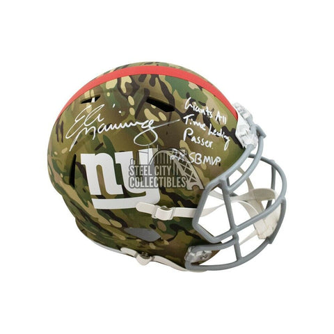 Eli Manning Inscriptions Autograph Giants Camo Replica Full-Size Helmet Fanatics