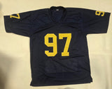AIDAN HUTCHINSON SIGNED COLLEGE STYLE CUSTOM XL STAT JERSEY BECKETT *DESCRIPTION
