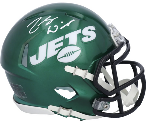 ZACH WILSON Autographed New York Jets Mini Speed Helmet FANATICS