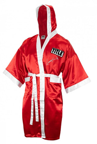 Lennox Lewis Signed Title Red Boxing Robe With Hood - (SCHWARTZ SPORTS COA)