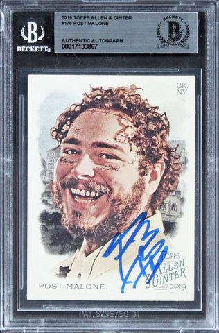 Post Malone Authentic Signed 2019 Topps Allen & Ginter #176 Card BAS Slabbed 2