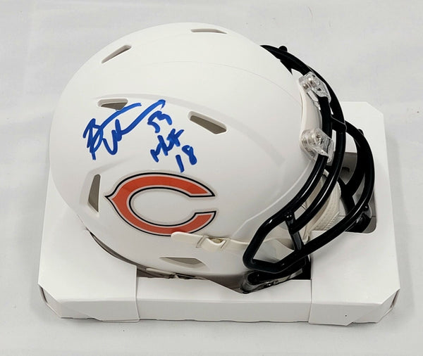 Brian Urlacher Signed Chicago Bears Matte Flat White Mini Helmet HOF 18 Beckett
