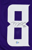 TJ Hockenson Autographed Purple Pro Style Jersey - Beckett W Hologram *Black