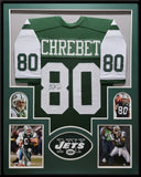 FRAMED NEW YORK JETS WAYNE CHREBET AUTOGRAPHED SIGNED JERSEY JSA COA