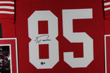 George Kittle Autographed Pro Style Red XL Framed Jersey 35x43 Beckett 51223