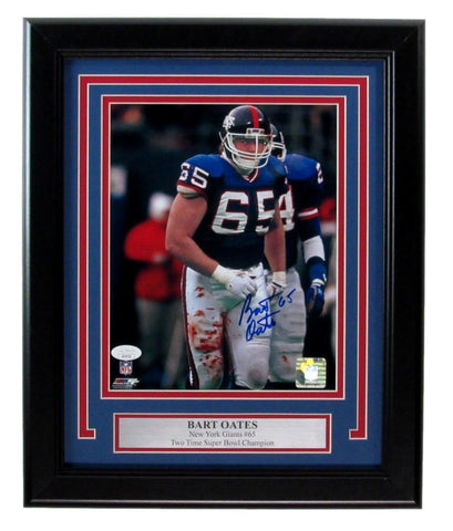 Bart Oates Signed 8x10 Photo New York Giants Framed JSA 187251
