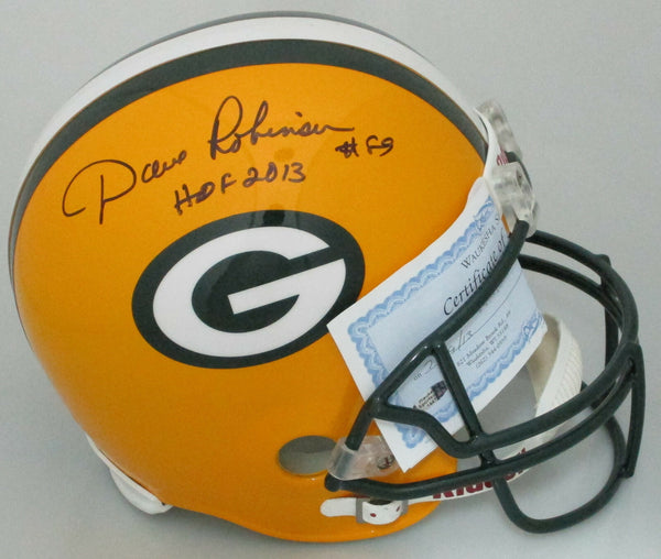 Packers DAVE ROBINSON Signed Full Size Replica Helmet AUTO w/ HOF 2013