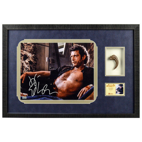 Jeff Goldblum Autographed Jurassic Park 18x22 Framed Photo w/ Velociraptor Claw
