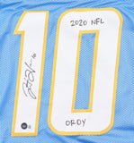 Justin Herbert Signed Los Angeles Chargers Jersey Inscr. "2020 NFL OROY"/Beckett